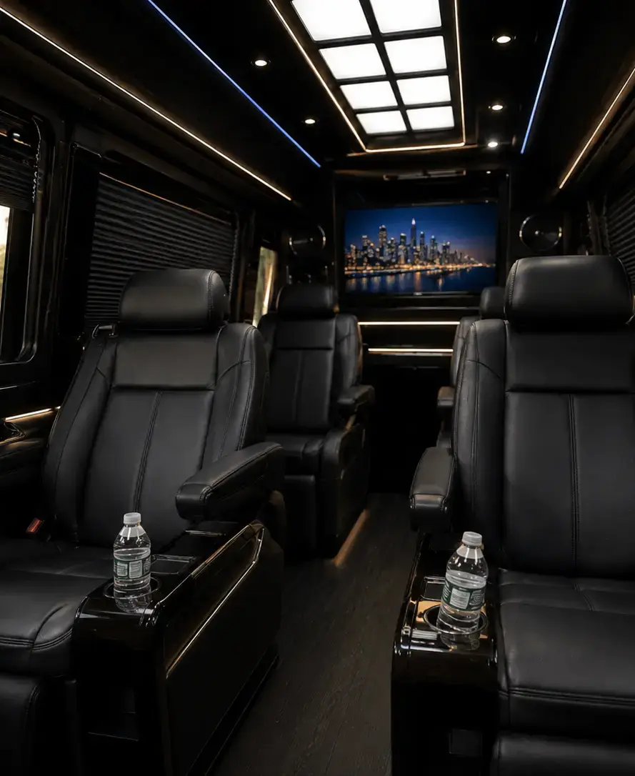 Professional chauffeur with a black luxury vehicle for private JFK Airport car service in Queens New York